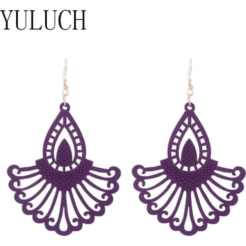 YULUCH Natural geometric wood pendant earrings girls elegant art wooden jewelry womens party casual accessories gifts ladies