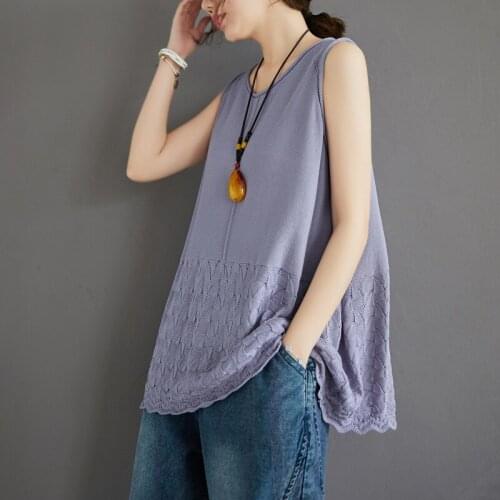 Korean Sleeveless T-shirt Women 2021 Summer t shirt Round Neck Pullover t shirts Tee Loose Bottoming Top Streetwear