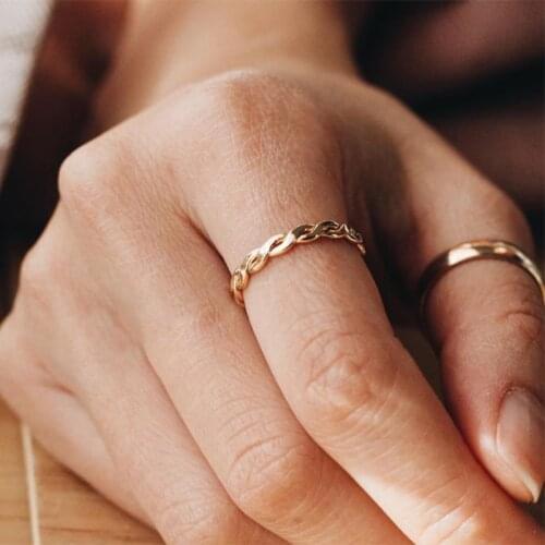 Braided Ring 14K gold filled Knuckle Ring Boho Gold Jewelry Anillos Mujer Minimalistic Stacking Bohemian Ring for Women
