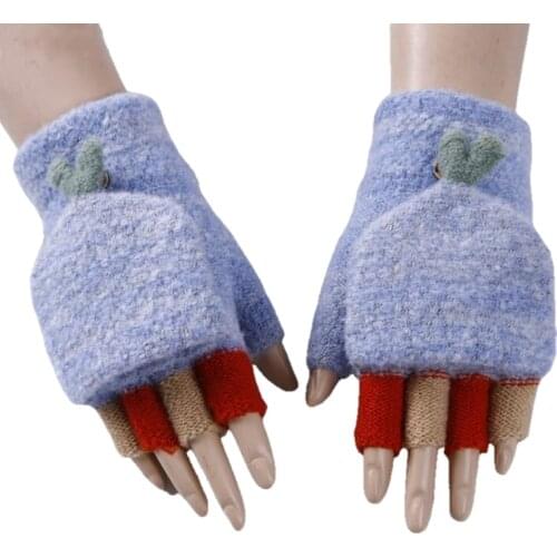 3 Pair Winter Wool Gloves Thick Warm Mittens Fashion Girls Women Ladies Hand Wrist Warmer Winter Solid Ladies Fingerless Gloves