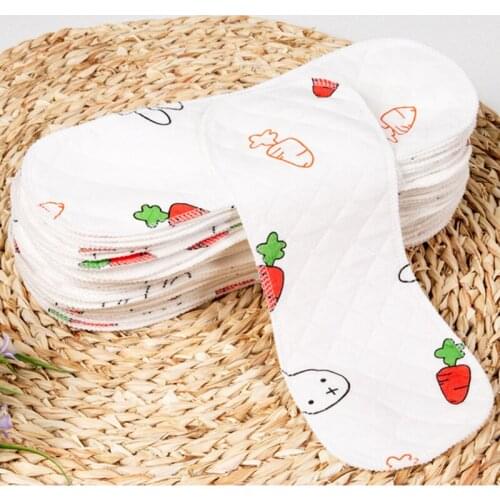 10PCS Baby Diapers Reusable Newborn Cloth Inserts 100% Eco-friendly Cotton Washable Baby Care Products Elastic Liners Nappies