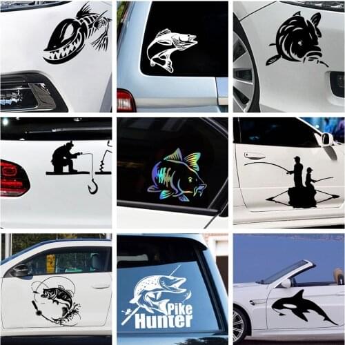 10 Styles Mad Fish And Fishing Funny Decal Car Window Decoration Vinyl Stickers Motorcycle Accessories