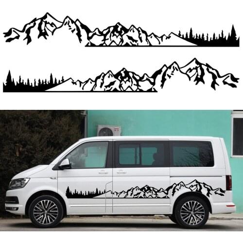 2PCS Mountain adventurers car sticker rv camper DIY stripe mountain graphic decals VW T5 T6 fiat library cato accessories