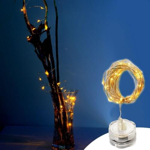 20pcs 2m 20 LED Submersible floral tealight Starry string cooper wire fairy base light Waterproof Wedding Xmas Table Vase Decor