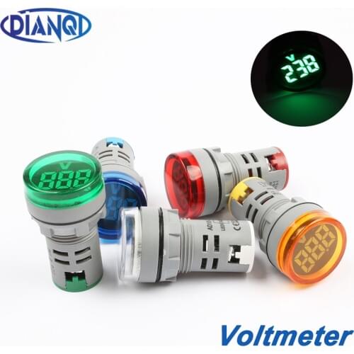 22mm Voltage measuring instrument Mini Voltagemeter Colorful AC20/60~500V AD101-22VM Indicator Voltmeter Yellow Green Blue White