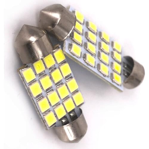 25pcs 41mm 3528 16 SMD LED White Car Dome Festoon Interior Light Bulbs Auto Car Festoon LED Licence Plate Dome Roof Car Light