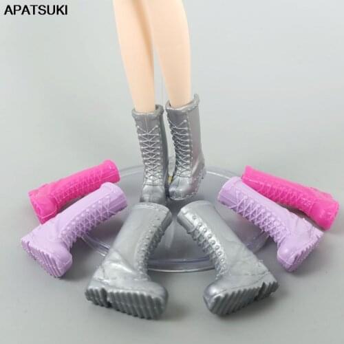 5Pairs/lot Mix Random Colors Doll Shoes Fashion Doll Shoes For Barbie Doll Boots High Booties Shoes Dolls Accessories DIY Toy