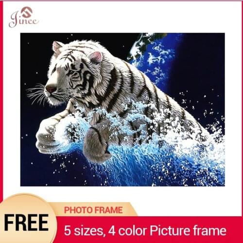 5D Diamond Painting Resin Animals DIY Diamond Mosaic Paintings White Tiger Picture Of Rhinestones Resin Drill Crystal Handmade