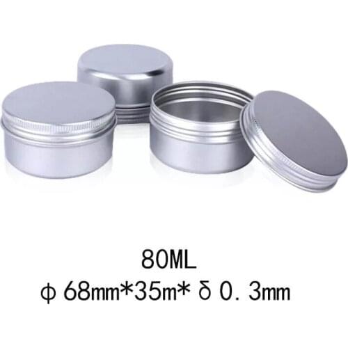 68*35mm 80ml DIY Metal Cream Jars with screw lid Silver tin container bottle can pot candle cans empty container box mkeup case