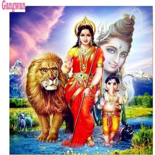 Diy full square round drill"ganesha" Buddha icon embroidery diamond painting cross stitch Indian originator lion 5d diamond gift