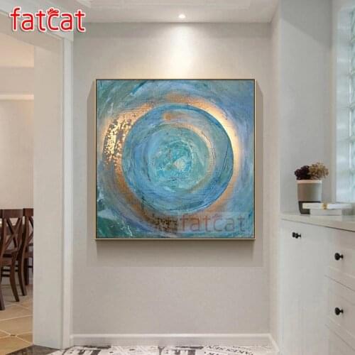 FATCAT 5D Diy Diamond Painting Abstract golden circle landscape Embroidery Sale Full Square Round Drill Mosaic stickers AE2928
