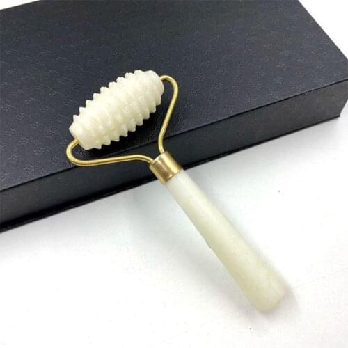 White Jade Roller Massager For Face Lift Up Natural Stone Roller Slimming Chin Skin Care Tool Beauty Device