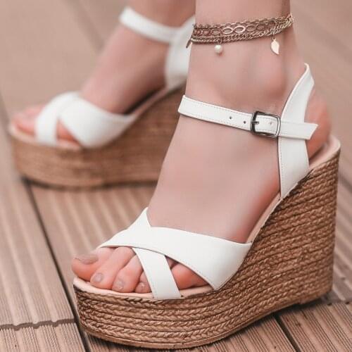 Tonar Babin White Skin Wedges Women Sandals New Season Trend Fashion Summer Cool Comfortable Style