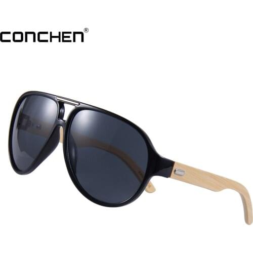 CONCHEN Natural Wooden Frames Original Bamboo UV400 Sunglasses Men And Women Unisex Square Sun glasses