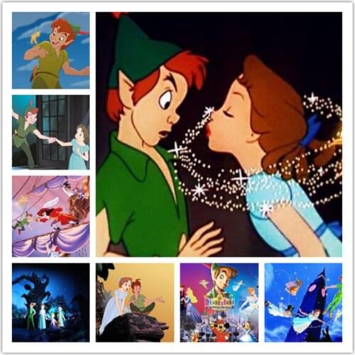 Disney 5D DIY Diamond Painting Peter Pan Full Circle Diamond Embroidery Exquisite Handmade Interior Wall Decoration Painting