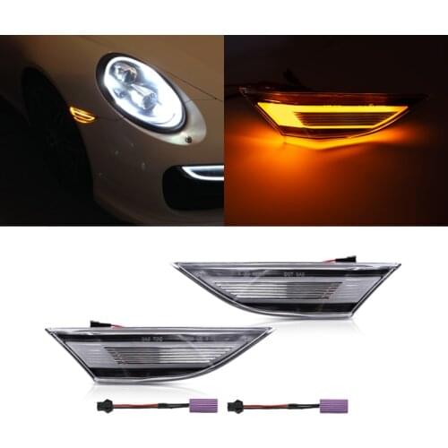 For Porsche 991 Carrera S 4 4S GTS Turbo GT3 981 Boxster Cayman 718 Boxster Cayman Clear Amber Error Free Led Side Marker Lights