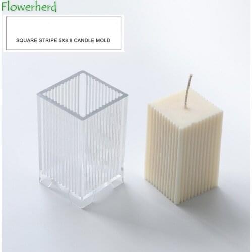 Square 5x8.8 Vertical Stripe Candle Mold Acrylic Aromatherapy DIY Transparent Candle Molds for Candle Making