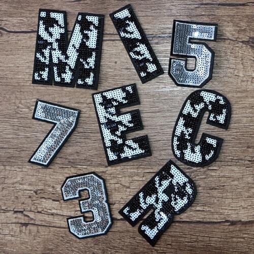 Camouflage Pattern Letters Numbers Sequins Icon Embroidered Applique Patches For Clothes DIY Iron on Badges on the Backpack