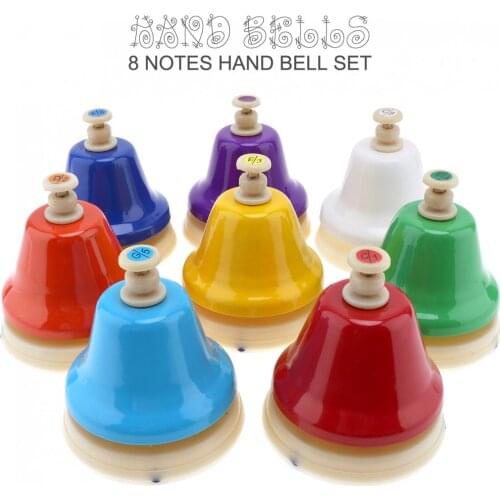 8PCS Colorful Hand Bell Set Musical Instrument Musical Toy for Children Baby Early Education hand bell