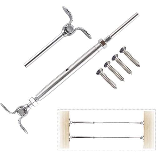 Stainless Steel Cable Railing Kit Systems Fit 1/8" Wire Rope Angle 180 Degree Adjustable Swage Toggle Turnbuckle And End WWO66