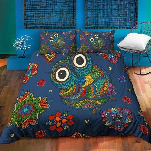 2/3pcs Colorful Owl Bird Printed Quilt Cover Bedding Set for Bedroom Duvet Cover With Pillowcases Comforter Home Bed Decor