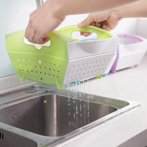 Fruit Vegetable Washing Basket Strainer Portable Foldable Silicone Colander Collapsible Drainer With Side Handle Kitchen Tools