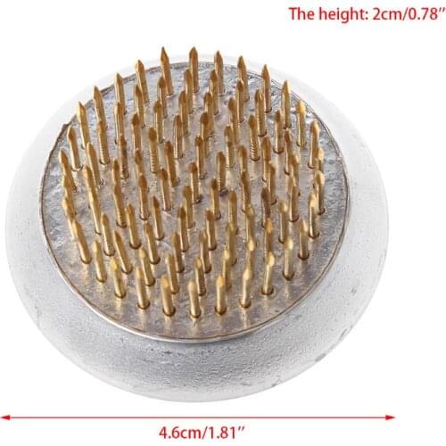 Round Ikebana Kenzan Flower Frog With Rubber Gasket Art Fixed Arranging Tools