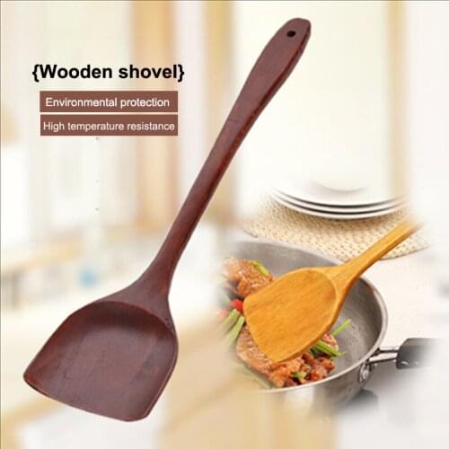 1PC Kitchen long handle shovel wooden spatula wooden non-stick special wooden shovel solid wood kitchenware pan frying cooking