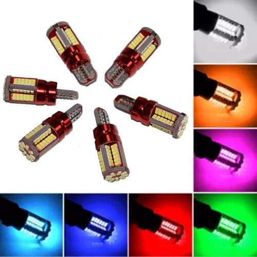 2PCS wholesale 12V W5W LED T10 Led Bulb Canbus 57SMD 3014 Auto LED Lamp Car Interior Lights White Amber Yellow Red Ice Blue
