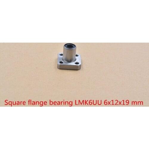 LMK6UU 6mmx12mmx19mm bearing square flange ball bush for rod axis cnc diy 1pcs