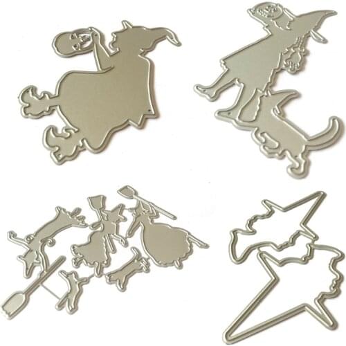 Halloween Witch Cat Metal Cutting Dies Stencil Scrapbooking DIY Album Stamp Paper Card Embossing Decor Craft