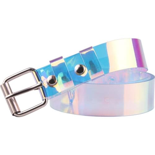 Fashion Transparent Women Belt Laser Holographic Clear Pin Buckle wide Waist Bands Waistband Invisible Punk Waist Belt 2019
