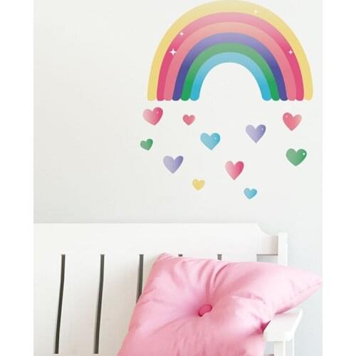 Cartoon Rainbow Wall Sticker for Kids Baby Room Home Decor Living Room Art Mural Bedroom Wallpaper Nursery Decal Wallpaper