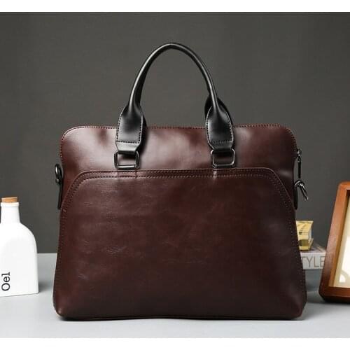 Men Business Laptop Briefcases Bag Pu Leather Solid Shoulder Office Handbags Casual Work Crossbody Shoulder Bags for Men 2021