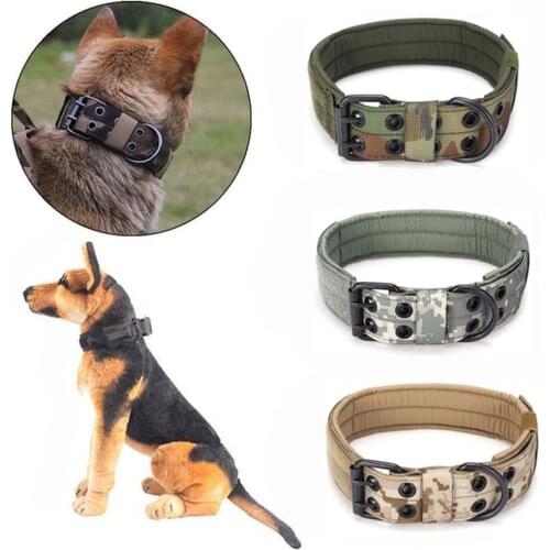 Durable Military Outdoor Nylon Buckle Leash Dog Collar Leash Control Handle Training Pet Dog Collar For Large Dogs