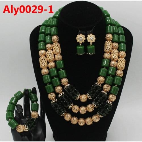 New African Fashion Wedding Jewelry Gold Dubai Nigerian Womens Big Flowers Short Necklace Ring Charm Bride Jewelry Sets Aly0029