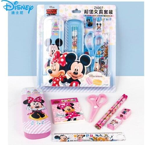 Genuine Disney Stationery Set Cute Frozen Stationery Box Pencil Drawing Book Set 10 Piece Set Cartoon School Supplies Gift