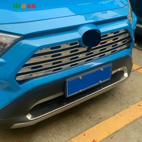 Stainless Steel Front Grille Cover Trim For Toyota Rav4 Rav 4 Limited/LE/XLE/Hybrid 2019 2020 2021 Car Racing Grills Frame Trims