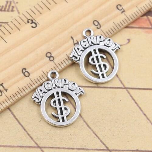 20pcs Charms Jackpot Money USD Bonus 20x18mm Tibetan Silver Color Pendants Antique Jewelry Making DIY Handmade Craft