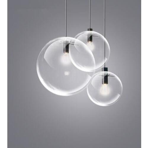 Transparent glass ball lamp restaurant bar modern minimalist single head personality creative spherical bubble pendant lamps