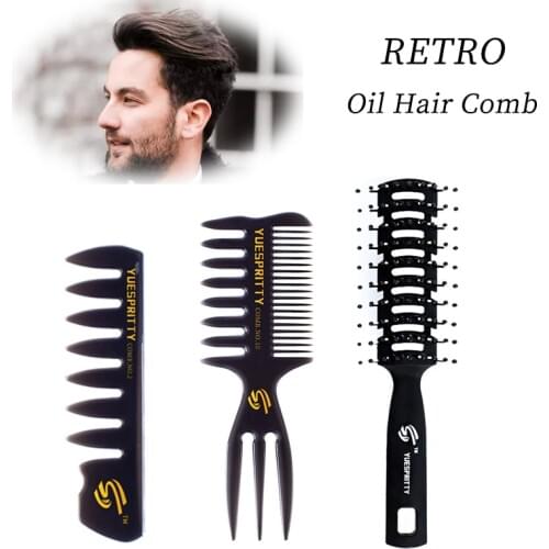 Mens Retro Oil Hair Comb Trim Beard Comb Head Massage Magic Brush Nine Rows Wide Tooth Comb Household Hairdressing Tools