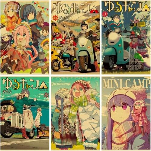Yuru Camp Retro Poster Home Decor Anime Posters Canvas Painting Posters and Prints Wall Art Picture Photos for Childrens Room