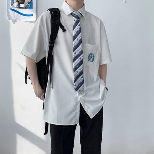 Summer Thin Short Sleeve Shirt Men Japanese Student College Style Embroidered DK Uniform Shirt Japanese Fashion