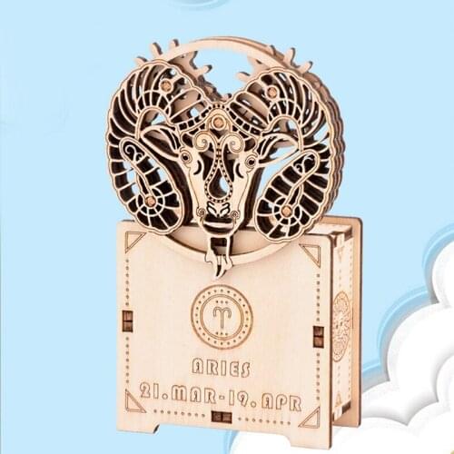 DIY ChildrenS Scientific Educational Experiment Toy Wooden Splicing Model Aries Clockwork Music Box Puzzle Toy