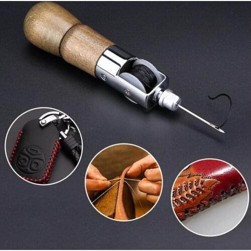 Leather Sewing Machine Manual DIY Leather Carving Suture Tool Bag Wax Thread Hand Sewing Device Canvas Cone Needle