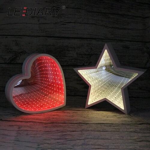 LEDIARY Novelty LED Tunnel White Night Light Heart Star Cloud Shape Cosmetic Mirror Abyss Effect Gift Decoration For Christmas