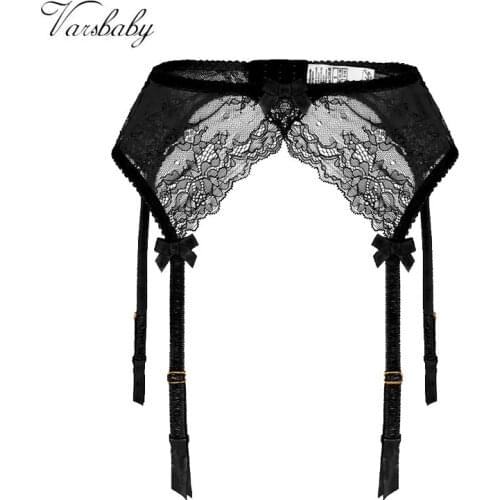 Varsbaby sexy transparent lace bow underwear black/white/pink high elasticity S M L XL garters