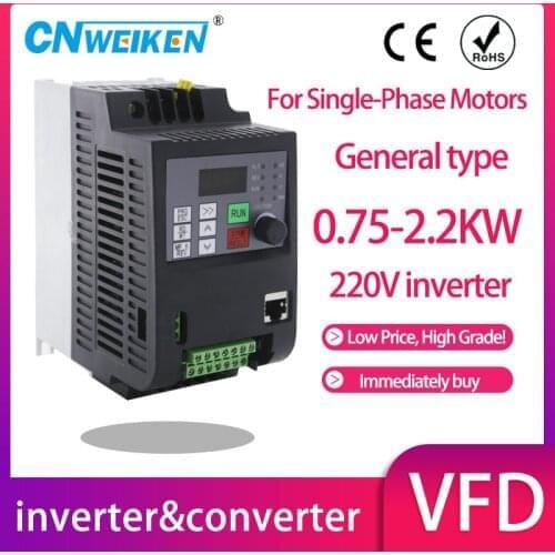 VFD Inverter 1.5KW/2.2KW/ Frequency Converter 1ph 220V input and 220V Output Single Phase motor speed Control VFD Converter