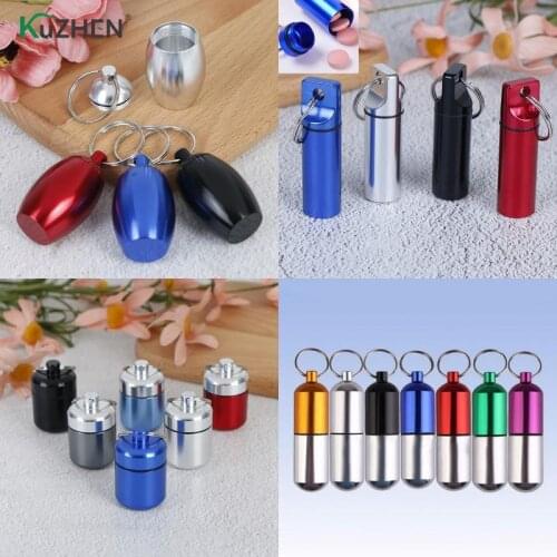 Kinds of Pill Cases For Outdoor Travel Delicate Aluminum Alloy Waterproof Medicine Box Drug Capsule Cartridge Pillcase Keychain