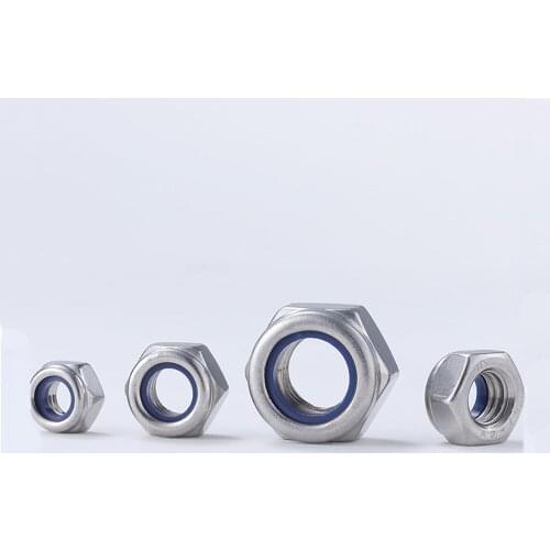 304 and 316 Stainless Steel Screw Nuts Nylon Locknuts Fine Pitch Thread Left-hand Thread Self-locking Nut Hex ScrewNuts M2 M3 M4